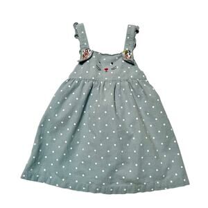 Baby Boden Corduroy Polka Dot Bunny Pinafore Dress Size 12-18 months
